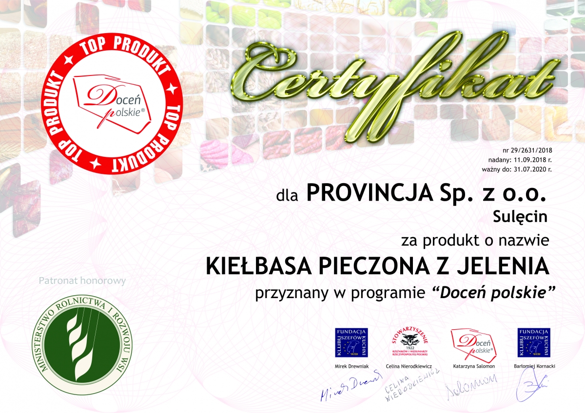 Kiełbasa pieczona z jelenia